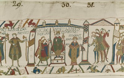 Incoronazione di Harold come re inglese, Arazzo di Bayeux da Unbekannt Unbekannt